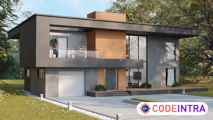 Build a modern villa with accurate measurements in Blender