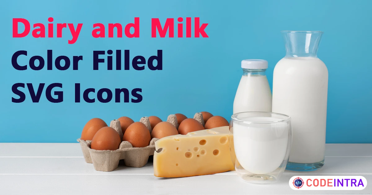 🥛 Dairy and Milk | Color Filled SVG Icons - Codeintra