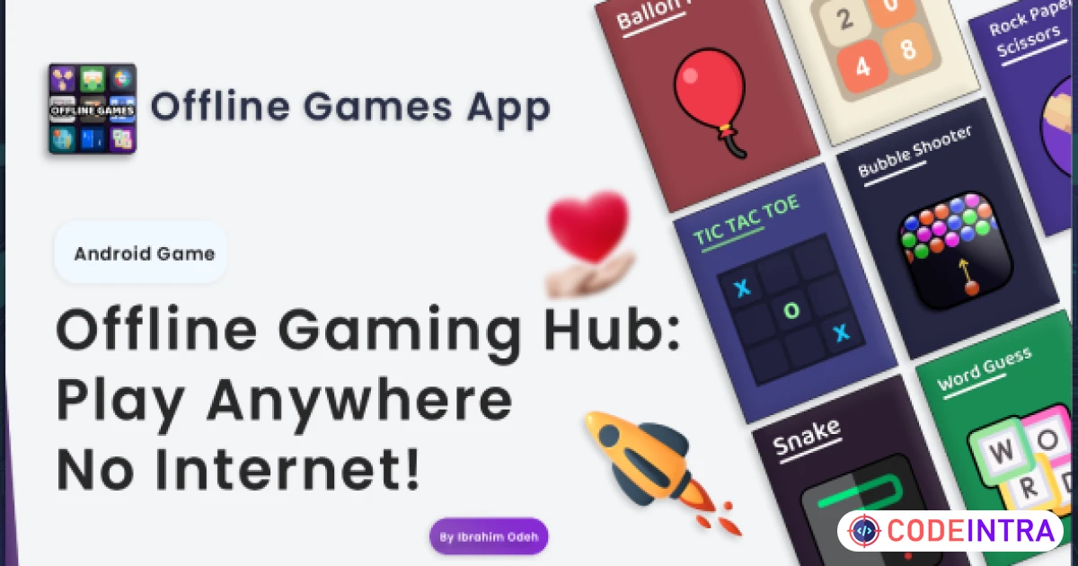 Product featured image 20 Offline Games in one app - Complete Android Source Code - Codeintra