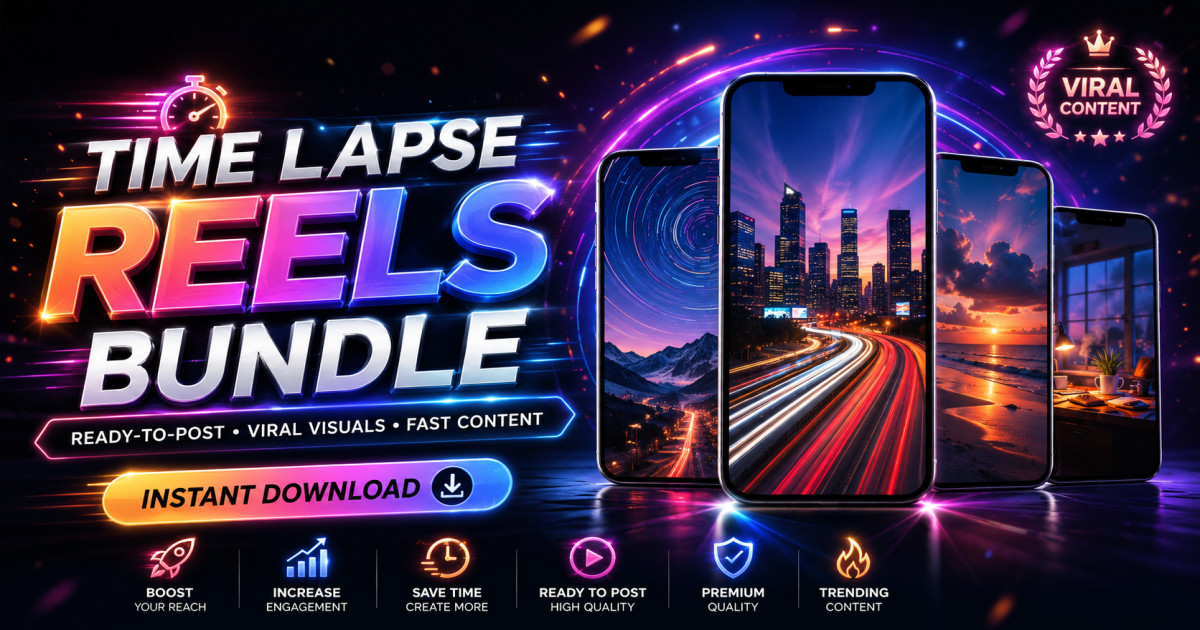 Product featured image 2200+ Time Lapse Reels Bundle Pack for Viral Short Videos - Codeintra