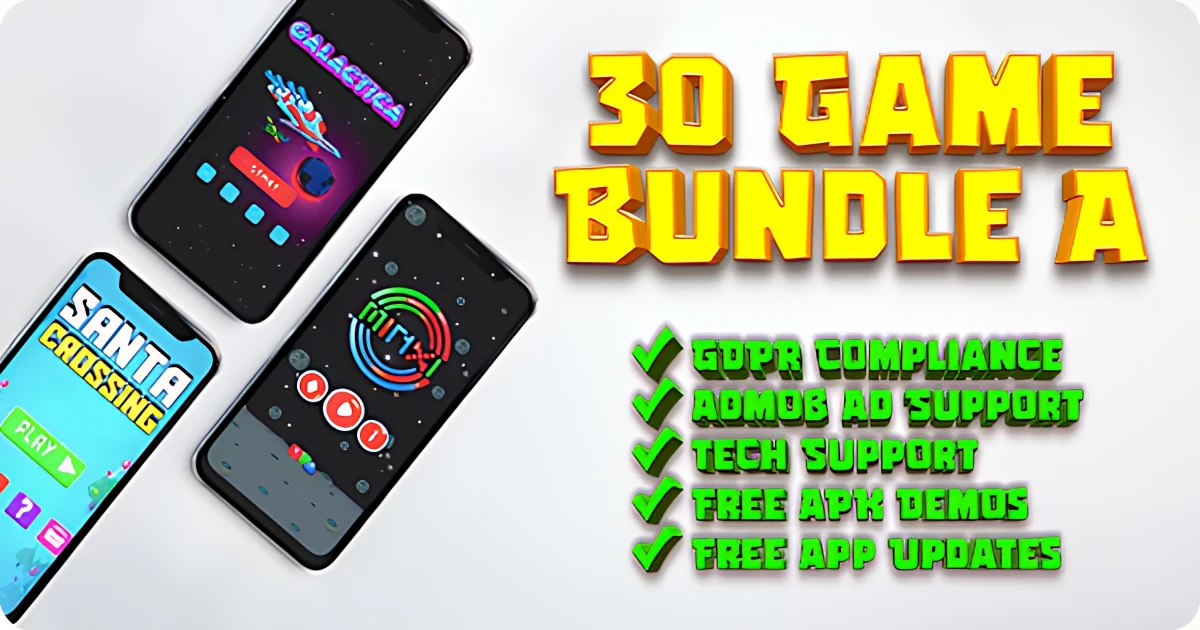 30 Games Bundle A - Android Games for Publishing - Codeintra