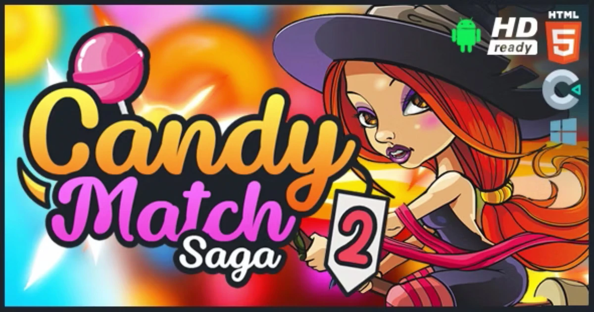 Product featured image Candy Match Saga 2 HTML5 Game Construct 3 Trending Game - Codeintra