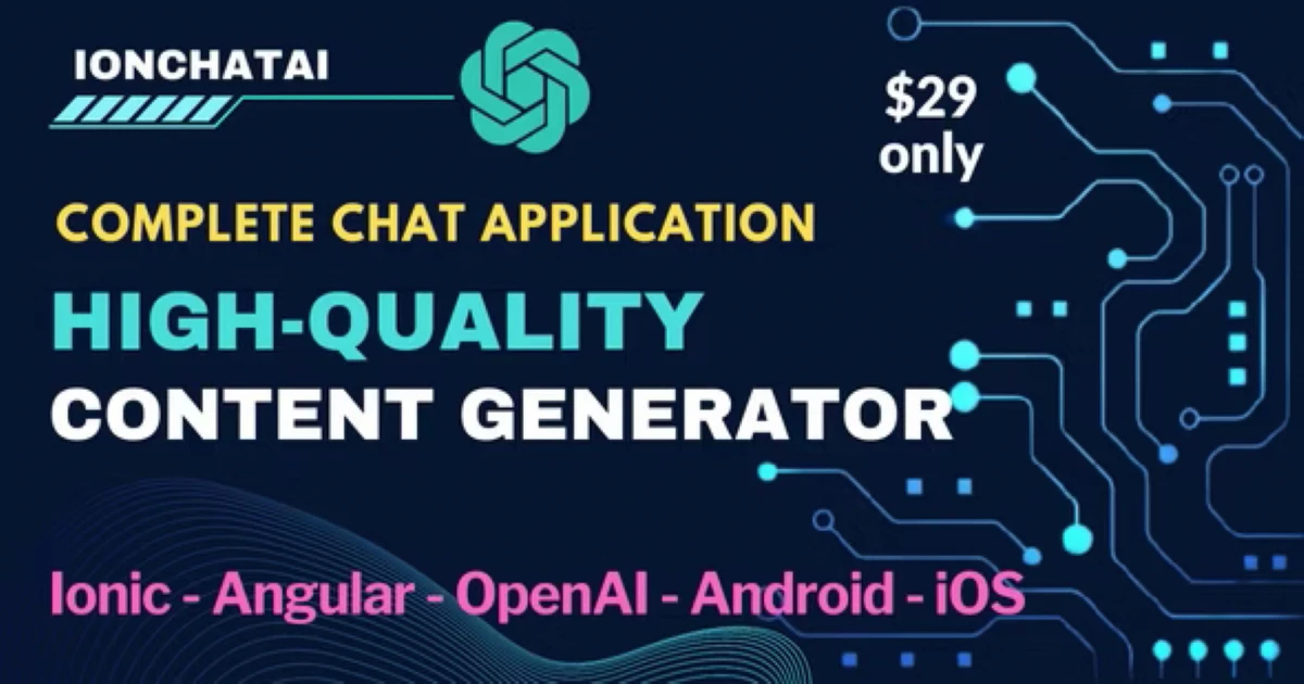 Product featured image Full Ready AI Chat Application Ionic 7 and Angular 17 - Codeintra