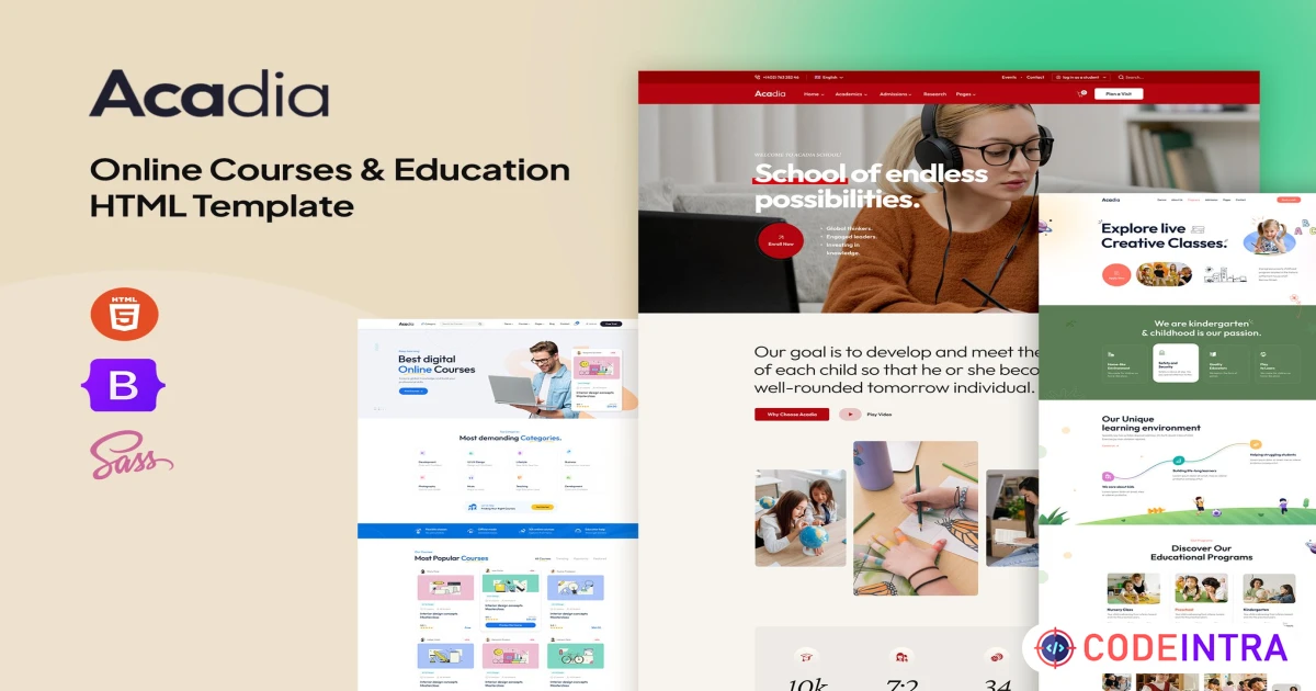 Acadia - Online Courses & Education Template - Codeintra