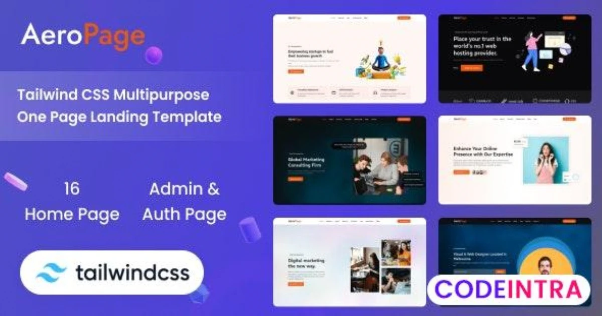 AeroPage - Tailwind CSS Multipurpose Landing Templ - Codeintra
