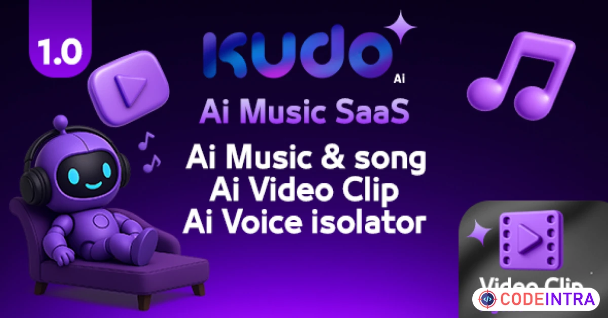 Product featured image AI Music Voice And Video Generator SaaS - Codeintra