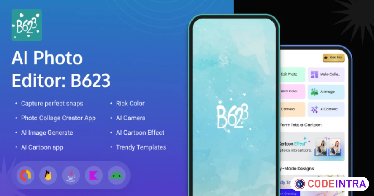 Product featured image AI Photo Editor App Image editor Android Studio - Codeintra