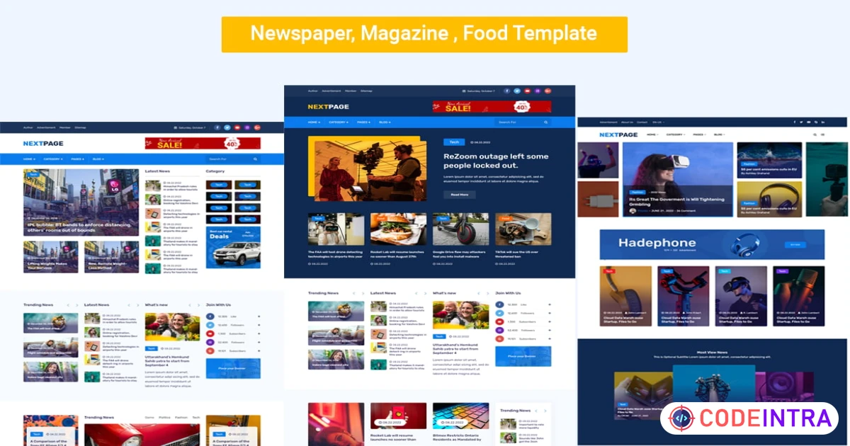 Best Newspaper, Magazine News , Food html Template - Codeintra