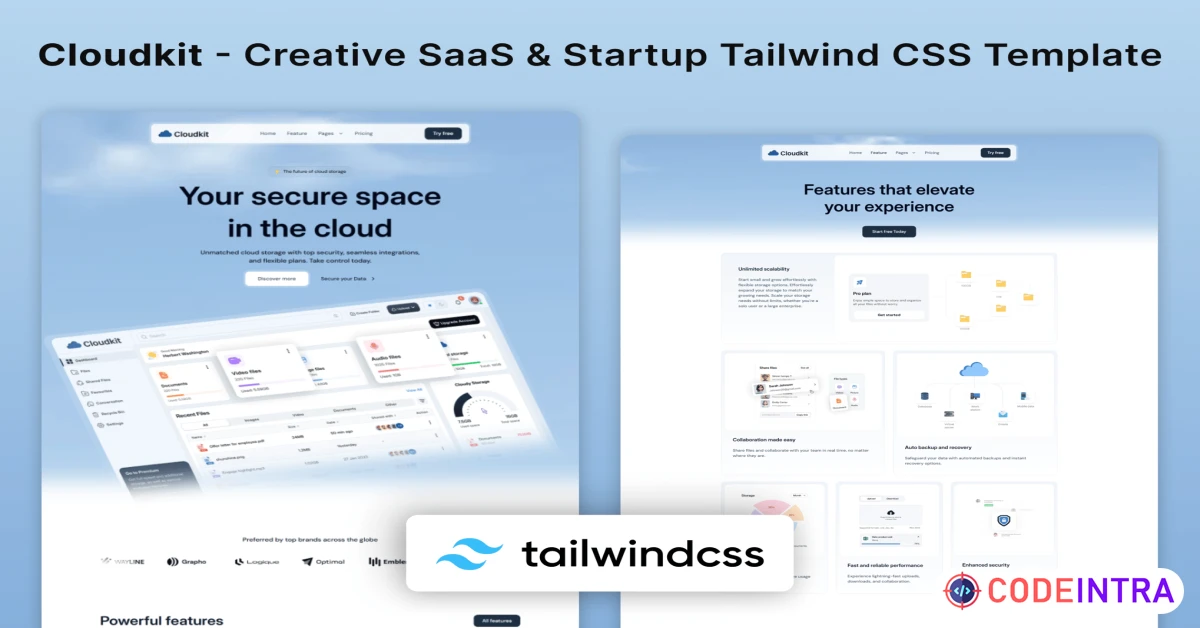 Product featured image Cloudkit – AI SaaS AI Agency Startup Tailwind CSS - Codeintra