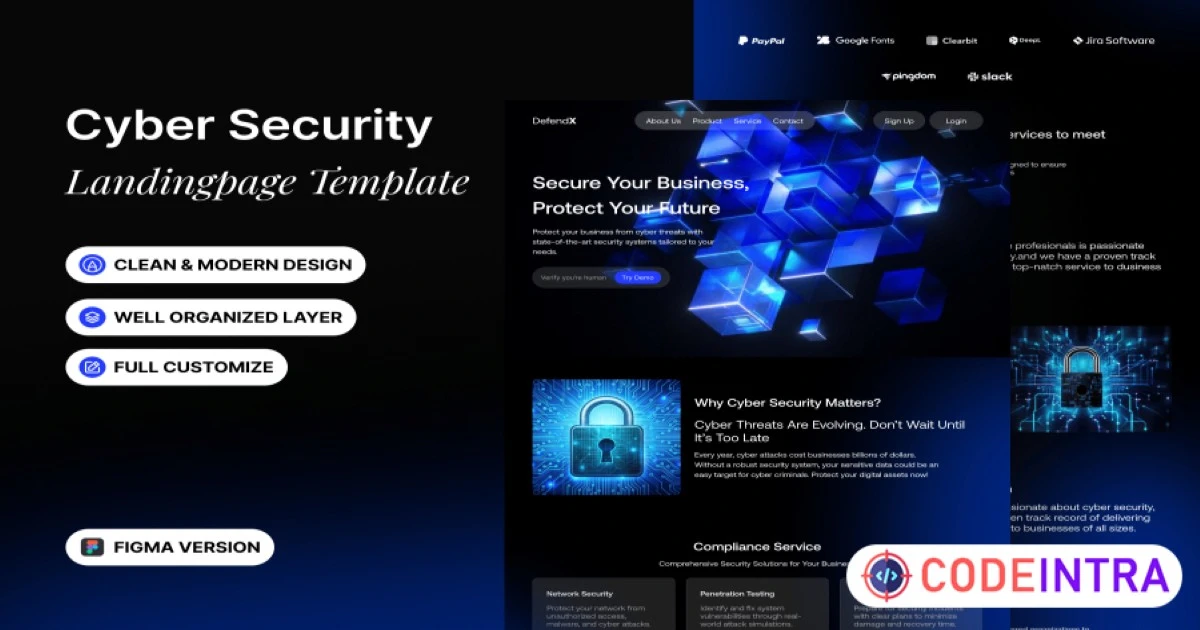 Product featured image Cyber Scurity - Landingpage Template - Codeintra