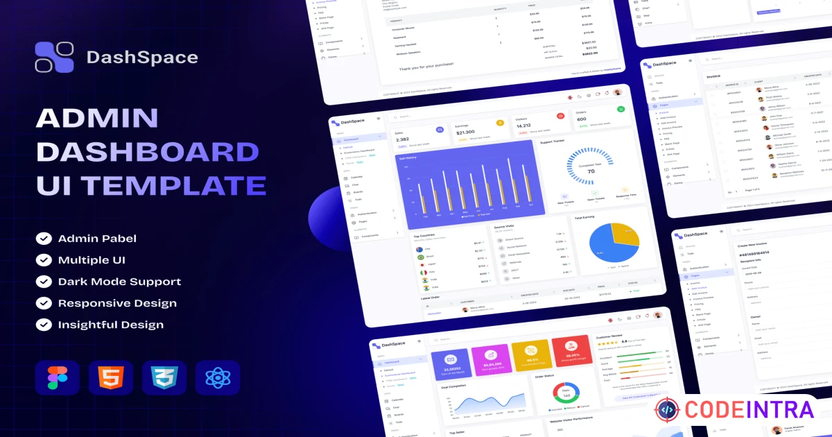 Product featured image DashSpace - Admin Dashboard Template - Codeintra