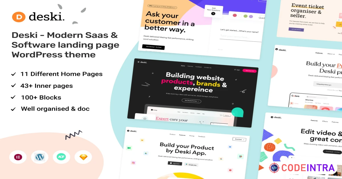 Product featured image Deski - Modern Saas & Software WordPress Theme - Codeintra