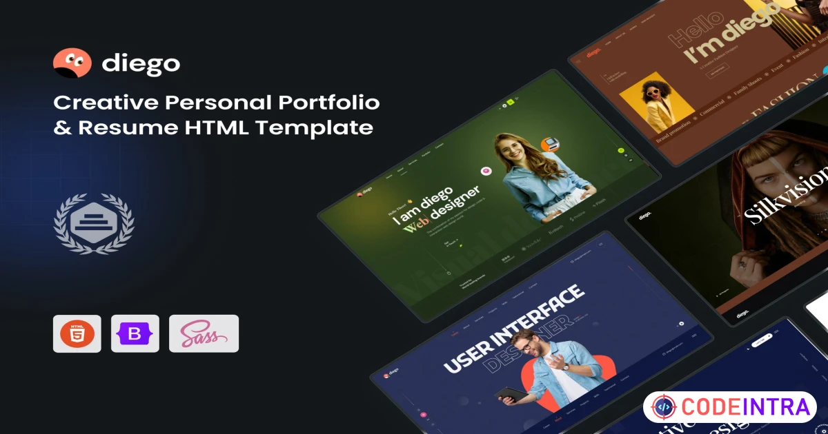 Diego - Creative Personal Portfolio HTML Template - Codeintra