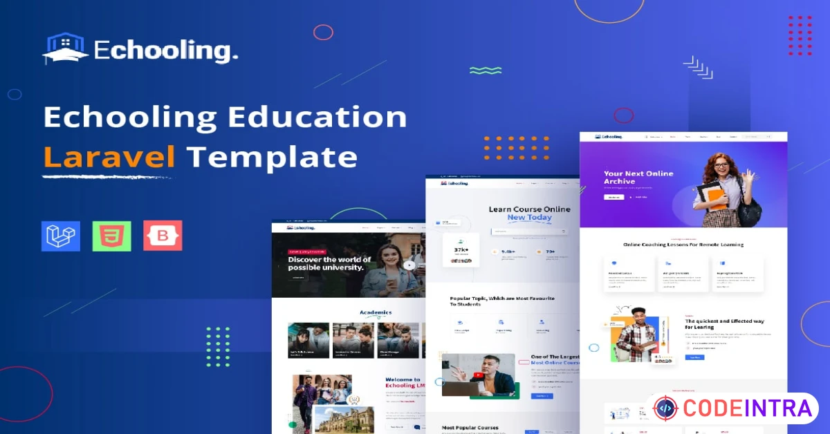 Product featured image Echooling - Education & LMS Laravel Template - Codeintra
