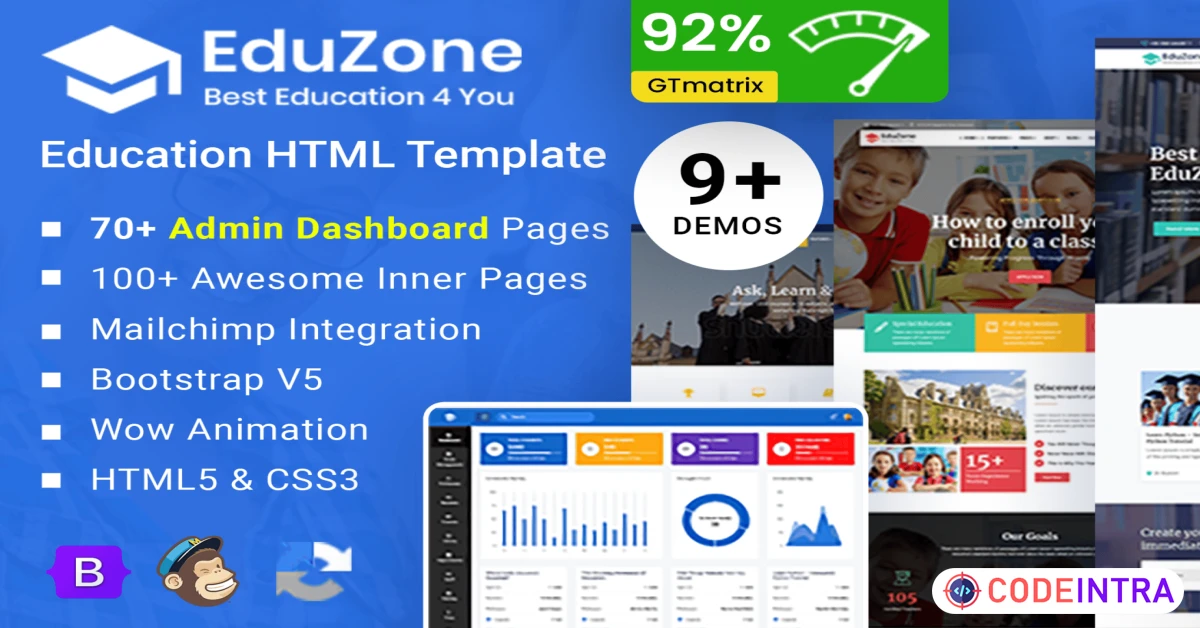 Product featured image Education Course School Template + Admin Dashboard - Codeintra