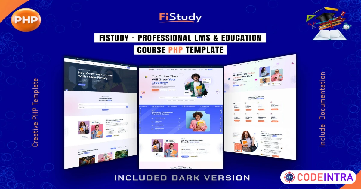 Product featured image FiStudy - LMS & Education Course PHP Template - Codeintra