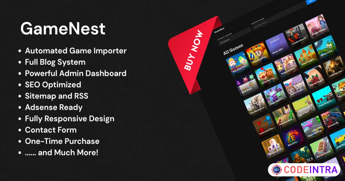 Product featured image GameNest - Gaming Platform in PHP - Codeintra