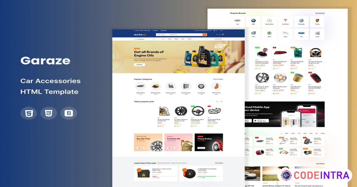 Product featured image Garaze - Car Accessories HTML Template - Codeintra