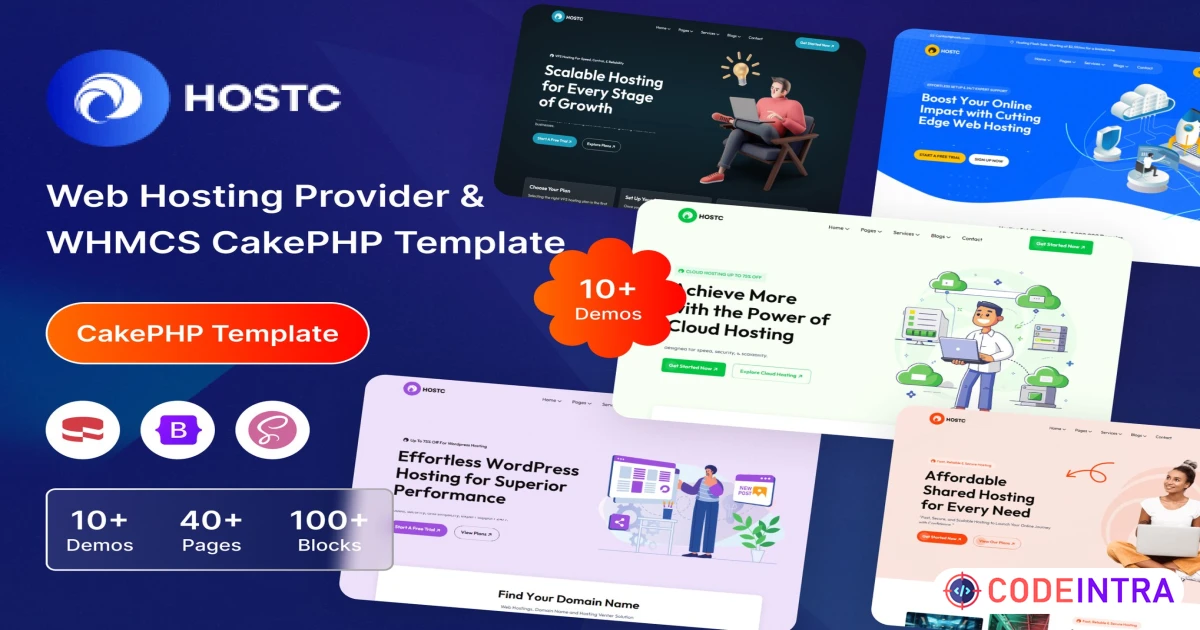 Product featured image Hostc Web Hosting Provider WHMCS CakePHP Template - Codeintra
