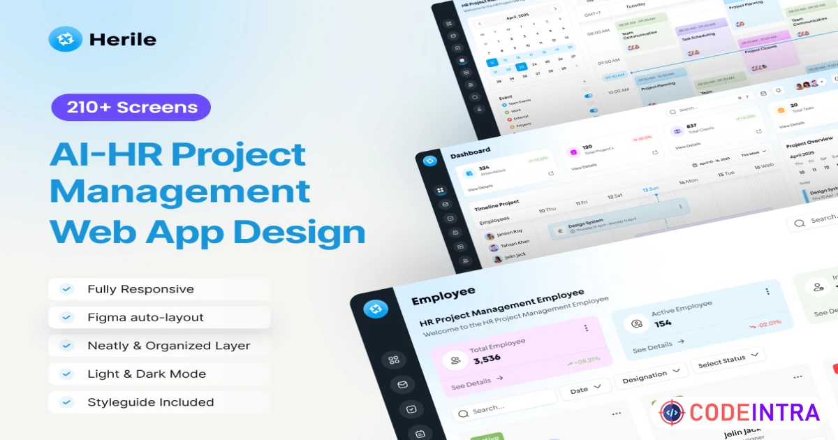 Product featured image HR Project Management Web App Design - Figma Resources - Codeintra