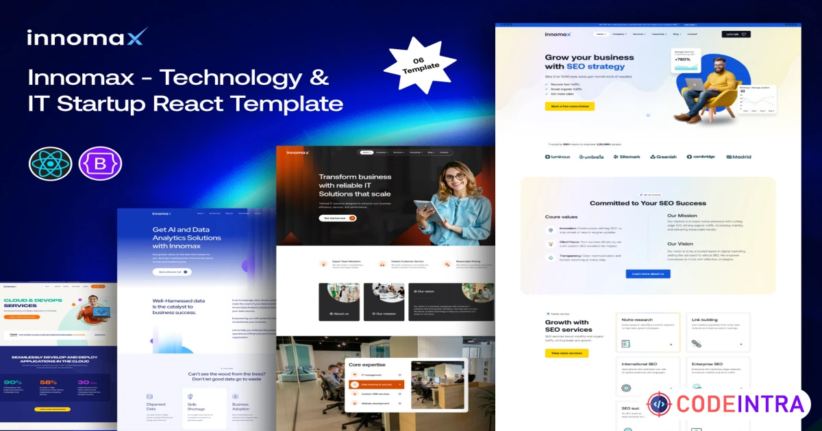 Innomax - Technology & IT Startup React Template - Codeintra