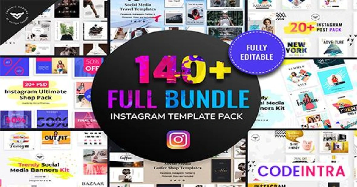 Instagram Post Templates Full Bundle PSD Download - Codeintra