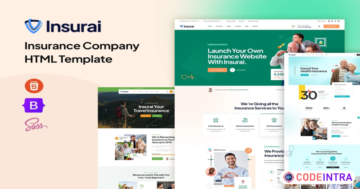 Insurai - Insurance Company HTML Template - Codeintra