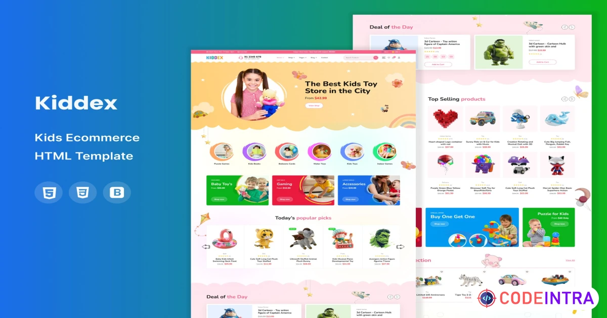 Product featured image Kiddex - Kids Ecommerce HTML Template - Codeintra