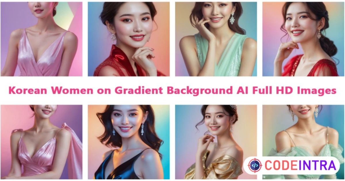 Korean Women with Soft Gradient Background - Full HD AI-Generated Images for Social Media Influencers - 100+ - Codeintra