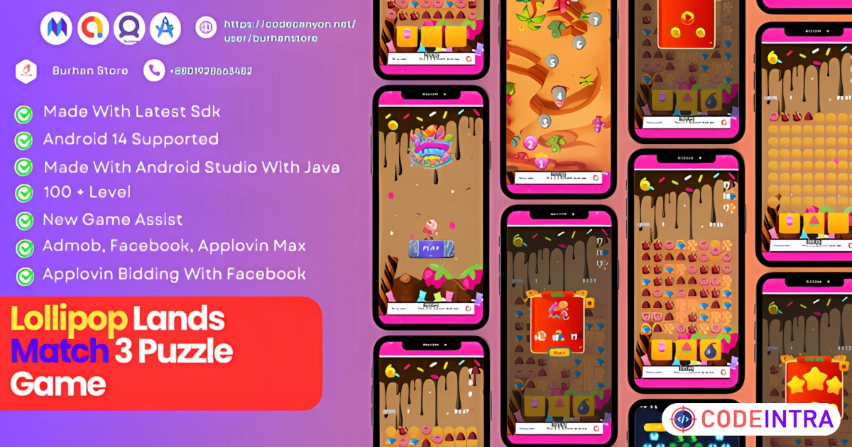 Product featured image Lollipop Lands - Match 3 Puzzle Game - Codeintra