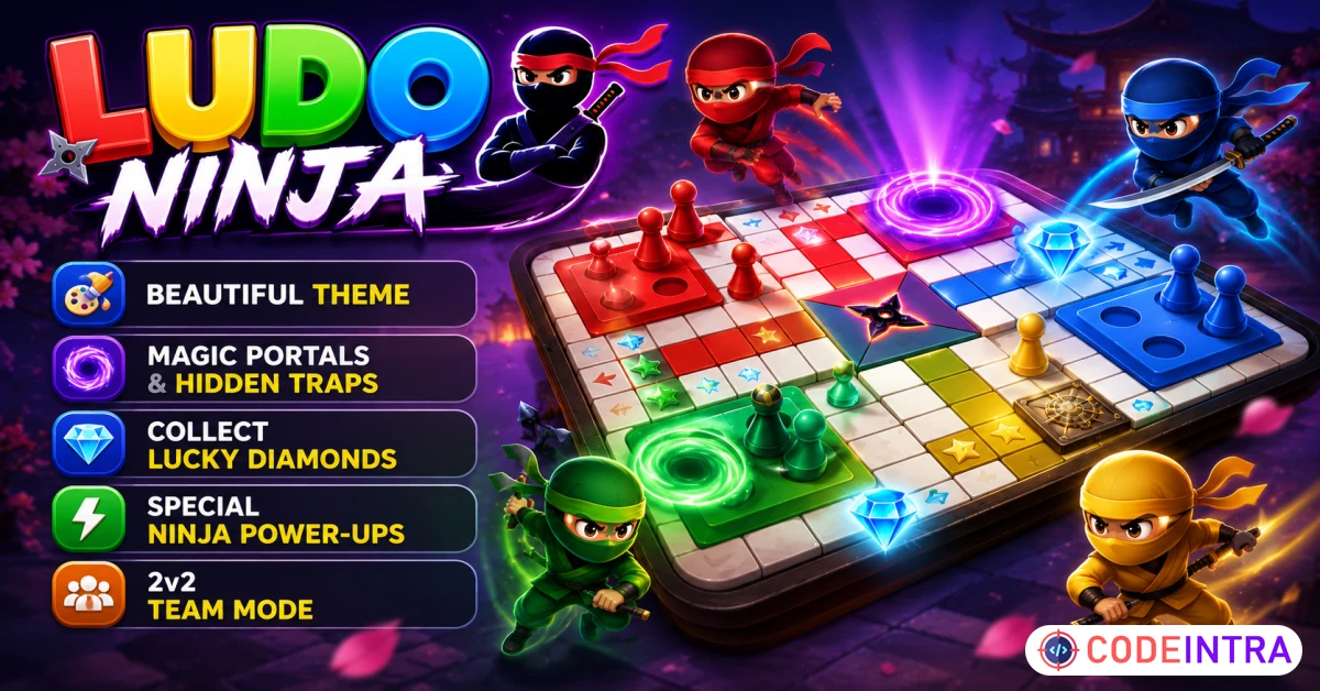 Product featured image Ludo Ninja – Mobile Board Game Template for Android Studio - Codeintra