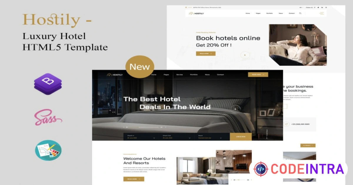 Luxury Hotel Booking Bootstrap Template - Codeintra