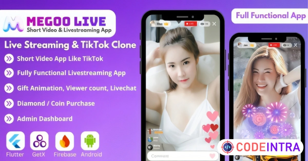 MeGooLive – Live Streaming, Short Video & Interactive Gift App – Fully Featured - Codeintra