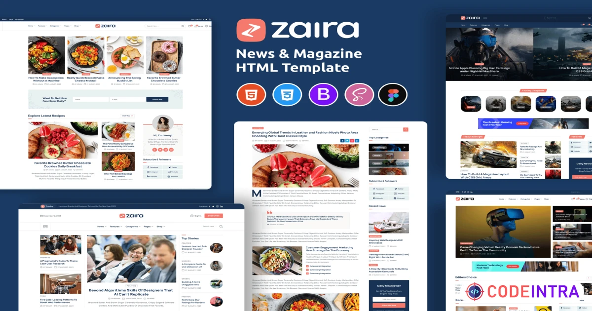Product featured image Modern News & Magazine Template + RTL - Codeintra