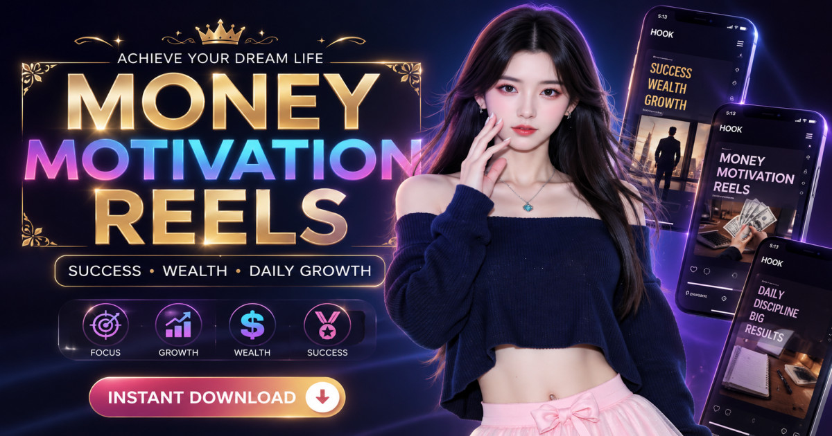 Product featured image Money Motivation Reels Pack for Viral Instagram Growth - Codeintra