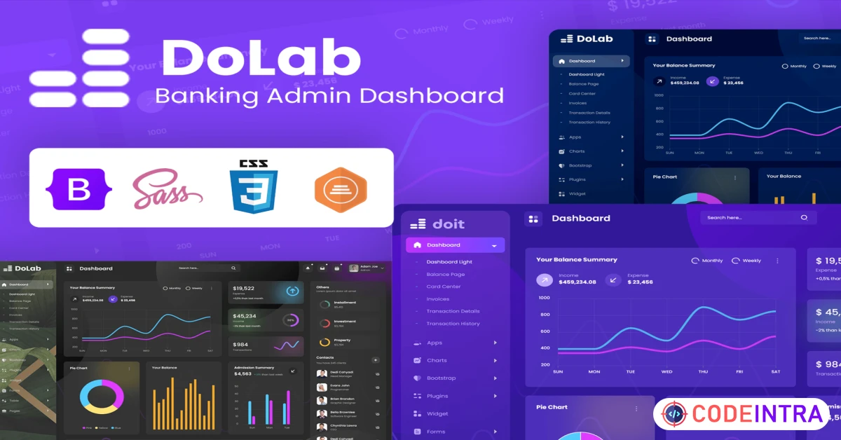 Product featured image Personal Banking Admin Dashboard Template - Codeintra