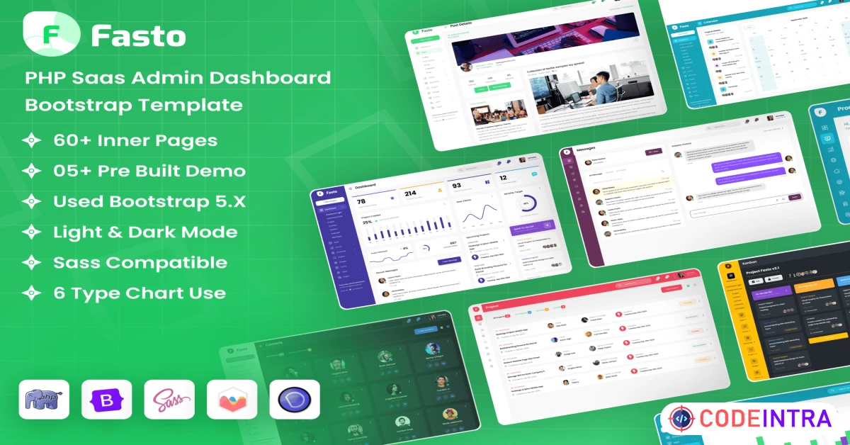 Product featured image PHP Saas Admin Dashboard Bootstrap Template - Codeintra