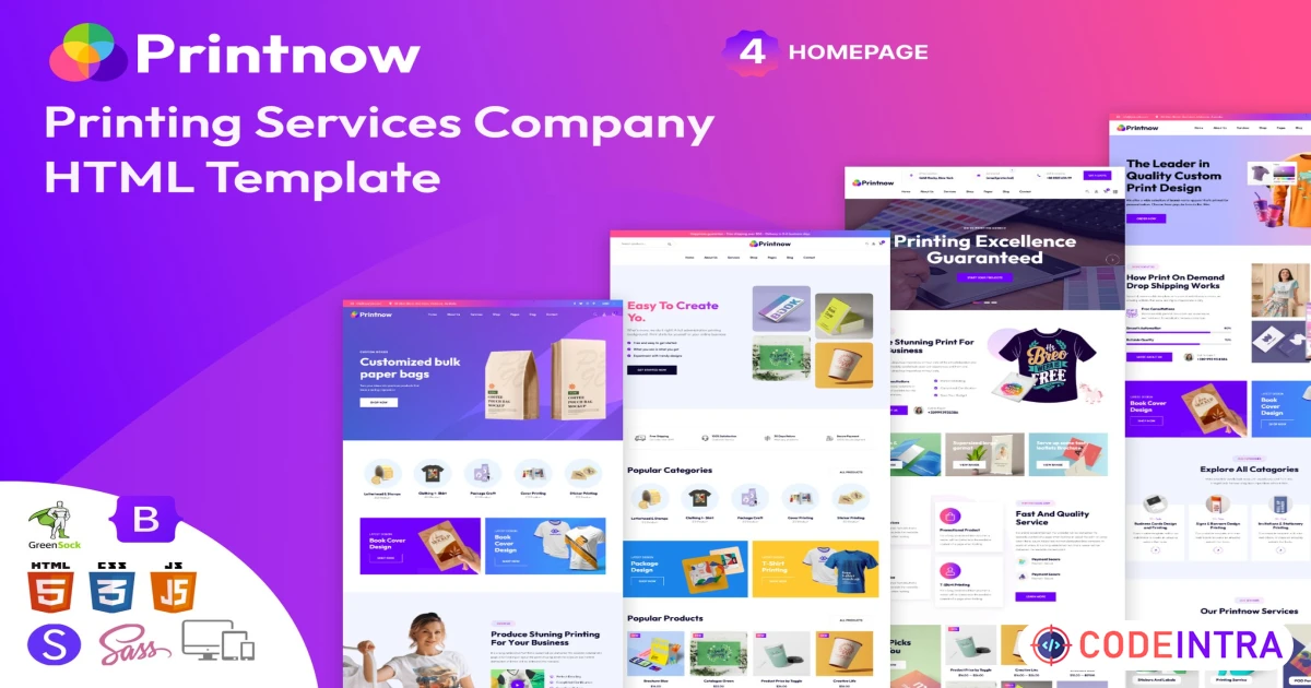 Printnow - Printing Services Company HTML Template - Codeintra
