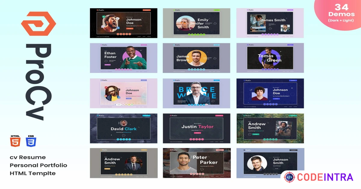 Product featured image ProCv - CV Resume Personal Portfolio HTML Template - Codeintra