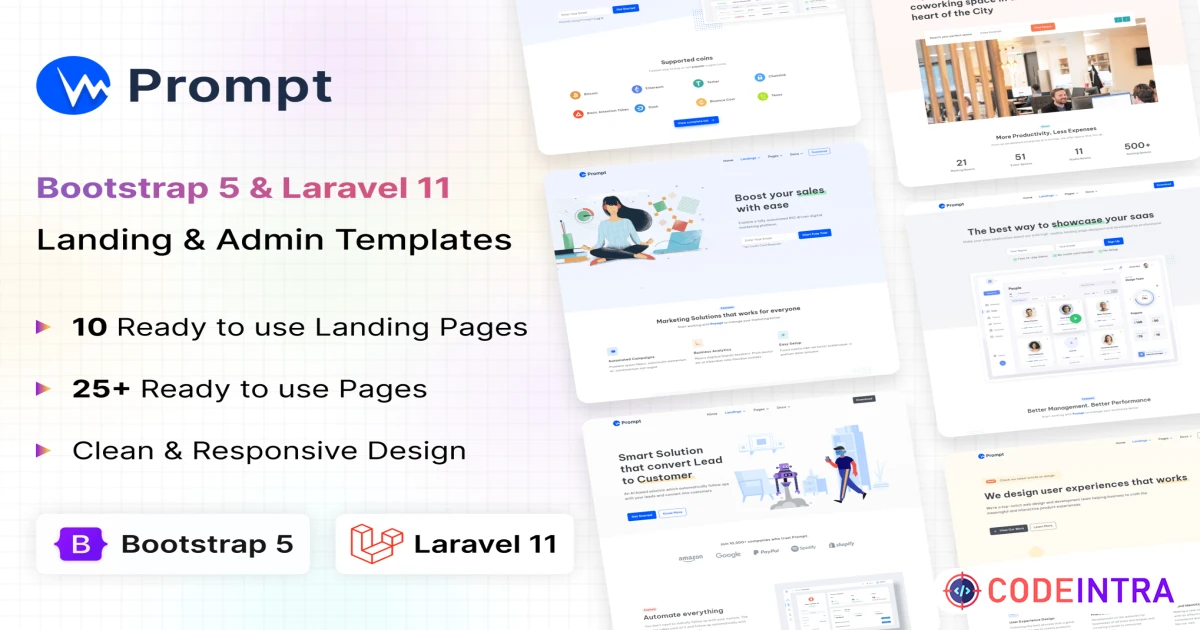 Product featured image Prompt - Modern & Multipurpose Laravel Template - Codeintra