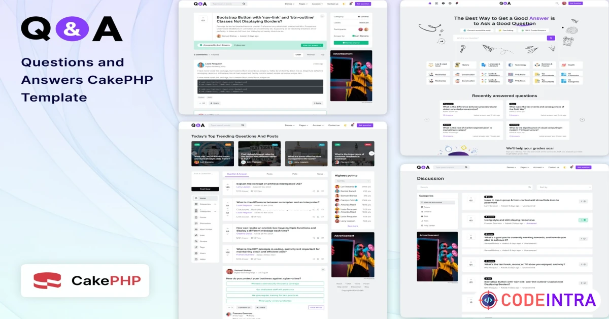 Product featured image Q&A - CakePHP Questions and Answers Template - Codeintra