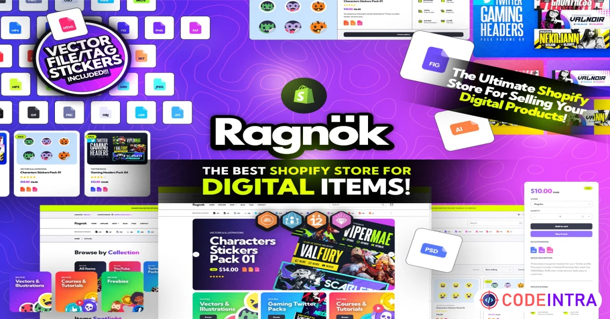 Product featured image Ragnok - Shopify Theme for Digital Items - Codeintra