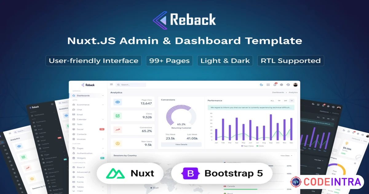 Product featured image Reback - Nuxt.Js Admin & Dashboard Template - Codeintra