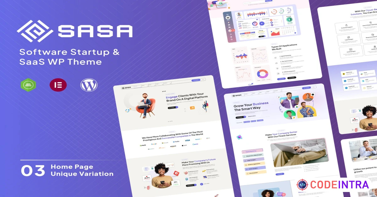 Product featured image SaSa - Startup, SaaS WordPress Theme - Codeintra