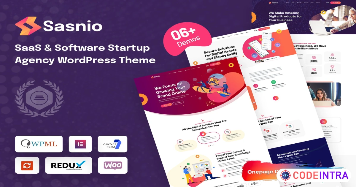 Product featured image Sasnio - SaaS & Software Startup Agency WordPress - Codeintra