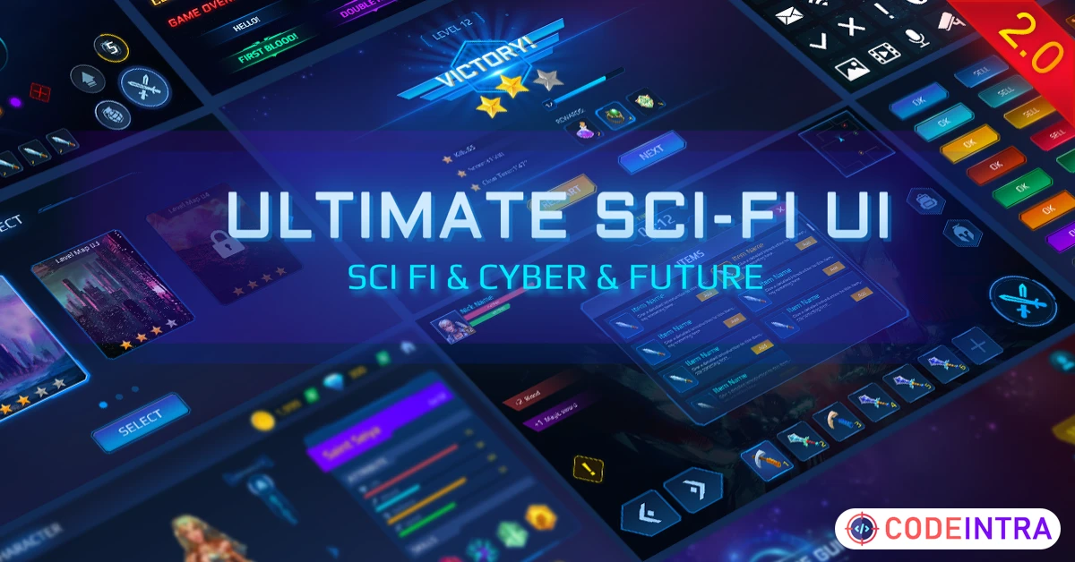 Product featured image SCI-FI UI Pack Pro | 2D GUI | Unity Assets - Codeintra