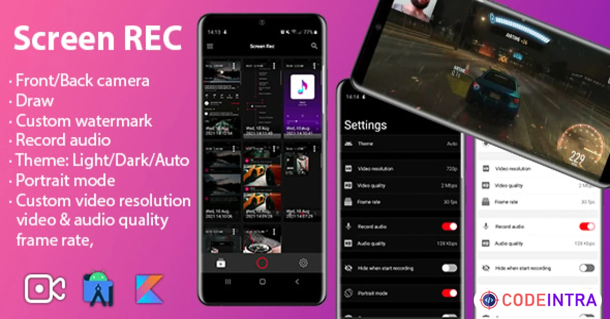 Product featured image Screen recorder | Camera - Audio - Draw - Watermark - Codeintra