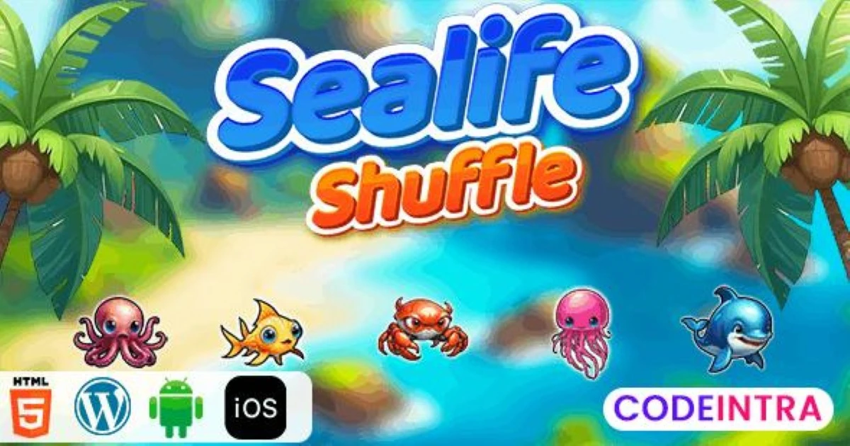 Sea Life Shuffle - HTML5 Construct3 Game - Codeintra