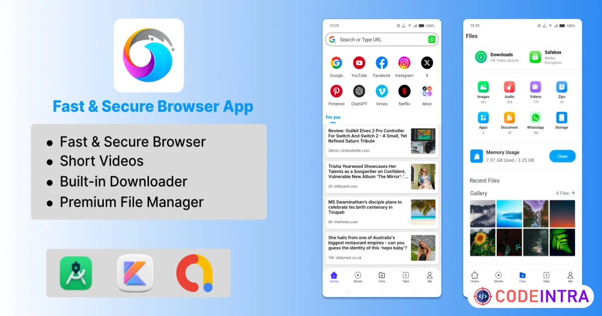 Product featured image Secure Browser Android App Source Code - Codeintra