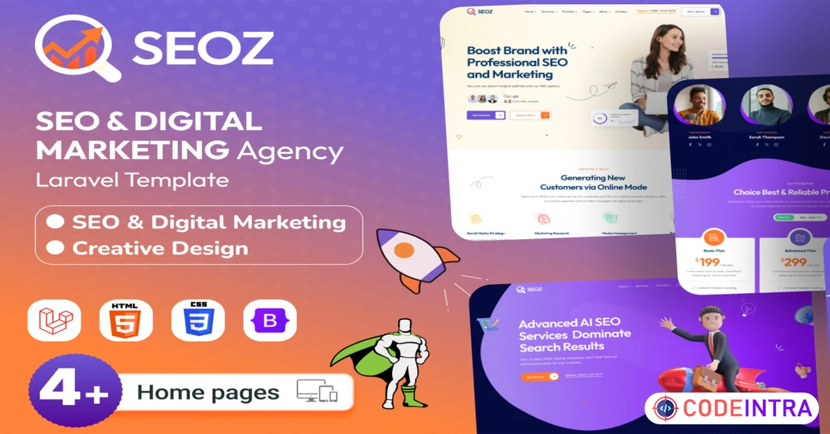 Product featured image SEOZ-SEO & Digital Marketing Agency Laravel - Codeintra